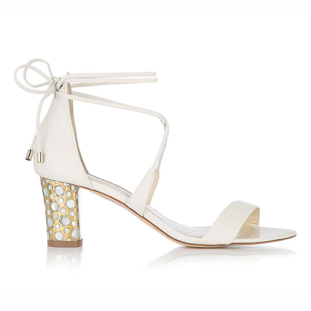 Ivory Leather Lace Up Sandals with Mother of Pearl | Freya Rose