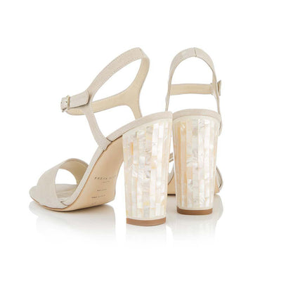champagne block heel bridal designer sandals - champagne wedding shoes