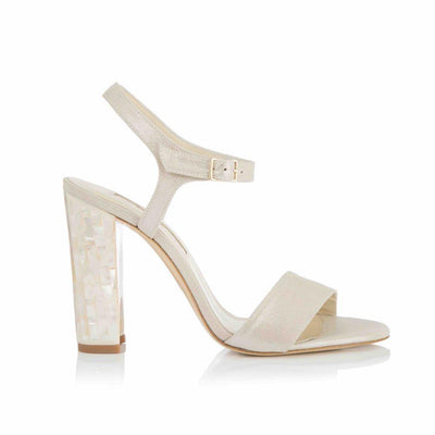 champagne wedding shoes - champagne block heel bridal designer sandals