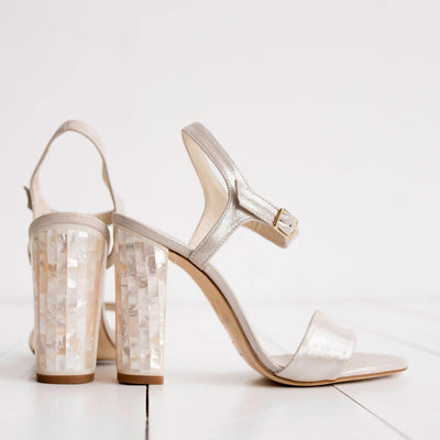 Martina - Pearl Heel - Freya Rose champagne block heel bridal designer sandals