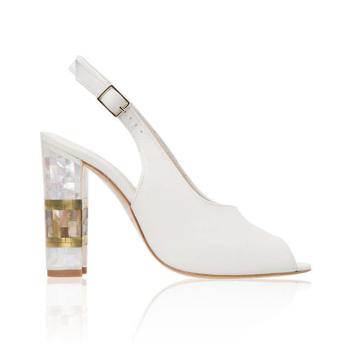 'Zara' Desgner pearl heels by Freya Rose London - An open-toe design with pearl heels